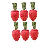Mobestech 6pcs Small Animal Chew for Hamster Rabbit Guinea Pig Chinchilla Strawberry Shape Natural Teeth Grinding Indoor Bunny Cage Accessories for Teeth Care and Mental Stimulation