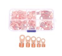 Mobestech 70pcs Open Barrel Wire Crimp Terminal Copper Circular Splice Crimp Connector for Quick Electrical Repairs and Internal Wiring Connection Anti-aging Golden Copper Material