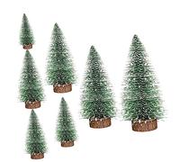 Mobestech 7pcs Mini Xmas Tree Decorations Decorative Christmas Tabletop Ornaments with Flat Bottom Lightweight Simulated Pine Trees for Holiday Birthday Family Gatherings and Festive DIY