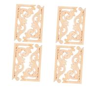 Mobestech 8pcs Handcarved Wooden Appliques Classic European Style Wood Onlay for Furniture Decoration Unpainted Carved Corner Onlays for Cabinet Doors Wall Frames and DIY Craft Projects