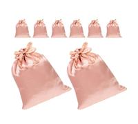 Mobestech 8Pcs Satin Drawstring Jewelry Bags 13X18Cm Light Gold Small Storage Pouches for Hair Accessories Travel Organizer Favor Sacks