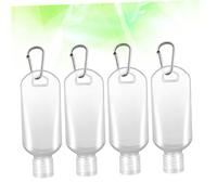 Mobestech 8pcs Travel Refillable Press Bottles with Carabiner Clip Plastic Squeeze Containers for Shampoo Lotion Sunscreen Compact for Luggage Handbag Outdoor Use Random Color