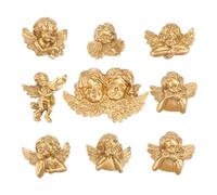 Mobestech 9pcs Angel Pattern Adornment Retro DIY Jewelry Accessory Golden Plastic Resin Creative Embellishments for Art and Craft Projects Random Style