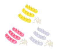 Mobestech 9Pcs Nail Art Practice Stands with 10Pcs Fake Nail Tips 3-In-1 Manicure Frame Display Rack Set in Pink Yellow White for Home and Salon and Training