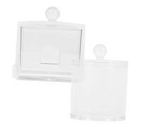Mobestech Acrylic Cotton Pad Box Set with Good Sealing Performance and Space-saving Design 2pcs Storage Holder for Desktop Ornament and Living Space Organiser