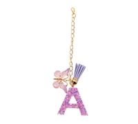 Mobestech Alphabet Initial Letter Keychain with Purple Resin Butterfly Pendant Cute Initial Charm for Versatile Backpack Purse and Key Holder Accessory Handcarved Travel Decoration
