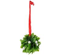 Mobestech Artificial Mistletoe Ball Simulation Plant Decoration, Indoor Decorative Wall Prop with Ginkgo Leaves, Christmas Photo Props Supplies, with Random Ribbon Random Color