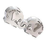 Mobestech Baby Tooth Keepsake Box Small Metal Elephant Design Tooth Storage Organizer for Infant and Fetal Hair Collection Newborn Keepsake Container