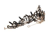 Mobestech Baroque Black Alloy Rhinestone Bride Crown Wedding Hair Accessory Elegant Princess Headdress for Bridal Party and Birthday Celebration