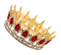 Mobestech Baroque Style Rhinestone Queen Crown Gold Crystal Tiara Hair Accessories for Women’S Wedding Birthday Festivities
