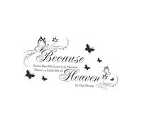 Mobestech Because Someone We Love Is In Heaven Butterfly Wall Stickers PVC Art Decals for Bedroom Living Bathroom Home Decoration Easy to Apply and Reuse