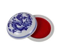 Mobestech Blue and White Porcelain Calligraphy Ink Box with Dragon Pattern Ceramic Stamp Pad for Beginners Stable Spill-Resistant Design for Chinese Seal Painting and Artistic Stamping
