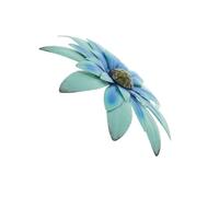 Mobestech Blue Metal Flower Wall Hanging Vintage Floral Wall Art Decoration Elegant Texture Pattern for Living Room Garden Patio Easy Installation