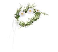 Mobestech Bohemian White Daisy Flower Crown Bridal Headband Artificial Floral Hair Wreath for Weddings Parties and Flower Elegant Simulated Blossom Hair Accessory
