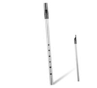 Mobestech C Key Metal Irish Whistle Flute High Pitch Recorder for Beginners with Silver Finish and Instruction Booklet, Professional Straight C Tune Musical Instrument for Student