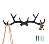 Mobestech Cast Iron Antler Wall Hook Rack for Front Entry Rustic Decor | Stag Head Wall Mount, Vintage Cast Iron Design, Space Saving Organiser for Keys and Aprons Random Color
