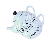 Mobestech Ceramic Cat Printed Teapot and Cup Set Decorative Tea Set for Home and Office Elegant Black and White Porcelain Teapot Kit with Adorable Cat Design Easy to Clean and Store Gift for