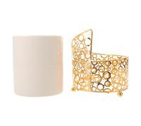 Mobestech Ceramic Coffee Spoon Holder Jar with Gold Rim, Small Coffee Bar Utensil Organizer for Teaspoon Stir Sticks and Fruit Picks, Countertop Storage Crock for Kitchen Accessories