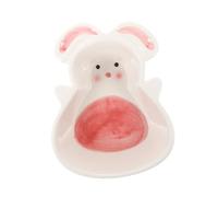 Mobestech Ceramic Pet Feeding Bowl Rabbit Shape Cute Cartoon Style Small Animal Food Basin for Hamsters Mice Birds Hedgehogs Easy to Clean Pet Tableware
