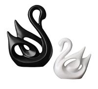 Mobestech Ceramic Swan Lover Figurine Ornament Black and White Couple Decorative Craft for Home Office Bedroom Living Room Adorable Nordic Style Couple Swans Statue for Tabletop Decoration