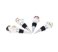 Mobestech Christmas Wine Bottle Stoppers Set 4 Styles Aluminum Alloy Wine Plugs Reusable Bottle Seals for Holiday