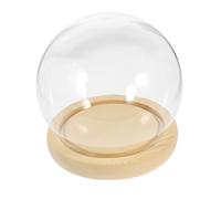 Mobestech Clear Glass Cloche Dome with Solid Wood Base Elegant Display Case for Eternal Flowers Succulents DIY Snow Globe Craft Dustproof Terrarium Keepsake for Home Decor and Gifts