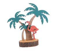 Mobestech Creative Wooden Flamingo Desktop Adornment Natural Hollow Carved Leaf and Animal Ornament for Hawaiian Parties Home Decoration Gifts