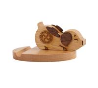 Mobestech Creative Wooden Pig Shaped Phone Stand Desk Mobile Display Holder Cute Animal Support for Home Office Dorm Decoration