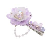 Mobestech Crystal Flower Hairpin Resin Floral Barrette Tassels for Women Bridal Party Wedding Everyday Use Kawaii Style