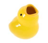 Mobestech Cute Ceramic Duck Toothbrush Holder Sturdy Bathroom Organizer for Adults Toothbrush Organizer with Drainage Charming Yellow Cartoon Design for Bathroom Countertop