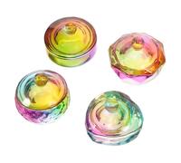 Mobestech Decorative Glass Nail Dish Manicure Nail Dish with Lid 4 Pcs 4X4X3.5Cm Hold Acrylic Liquids Convenient Storage and Professional Technicians Or Home Use