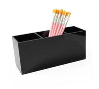 Mobestech Desktop Makeup Pen Organizer Black Makeup Brush Storage Case with Three Compartments with Strong Practicability Acrylic Cosmetic Brush Display Box for Home and Office