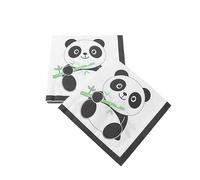 Mobestech Disposable Panda Printed Napkins with Good Absorbent Ability 40pcs Made from Wood Pulp Vivid and Unique Fashion Pattern Design, Facial Tissue for Party and Banquet Supplies