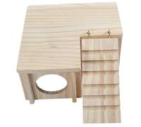 Mobestech DIY Paintable Wooden Hamster Hideout Hut with Ladder Cabin for Small Pets and Rats, Easy to Store Small Animal House for Pet Entertainment and Indoor Rabbit Use