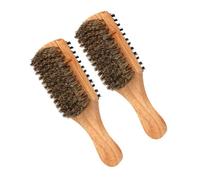 Mobestech Double Sided Beard Brush for Styling and Grooming for Men 2pcs with Plastic Handle Travel-friendly Versatile Use Hair and Beard Straightener Brush