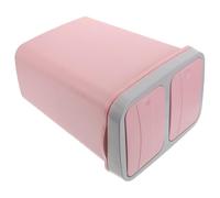 Mobestech Dual Compartment Kitchen Trash and Recycle Bin, Plastic Two-Section Rubbish Bin with Lid, Wet and Dry Waste Separation for Home and Office Use, Pink