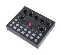 Mobestech Dual Microphone Sound Card with Colorful LED Voice Changer for Mobile Phone Computer Live Streaming Two-person Karaoke Mixer with Magical Voice Effects Dj Equipment for Adults