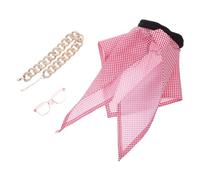 Mobestech Dubai Style Pet Costume with Lightweight Breathable Middle Eastern Headwrap Sunglasses Chain Necklace Red Printed Bandana for Small Dogs and Cats Easy to Wear for Halloween Party