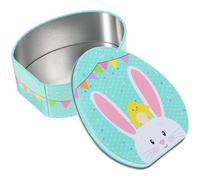 Mobestech Easter Tinplate Treat Box with Lid for Cookies and Chocolate Storage, Light Green Easter Themed Design, Sturdy and Easy to Clean, for Holiday Celebrations and Parties