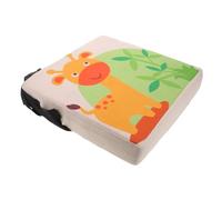 Mobestech Giraffe Printed Linen Booster Seat Cushion with Straps Ergonomic Breathable Dining Chair Mat for Portable and Washable High Chair Pad for Healthy Posture