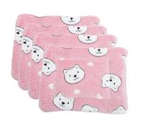 Mobestech Guinea Pig Blanket and Small Animal Soft Sleeping Mat Set, 4pcs Warm Cage Pads Fleece, Size s Pink Bear Head Designed for Pet Cage Liners and Small Rodent Comfort