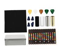 Mobestech Guitar Slide Kit with Stainless Steel Glass and Plastic Slides for Blues Rock Jazz Guitar Playing - 16pcs Set with Iron Storage Box for Beginners and Professionals