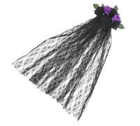 Mobestech Halloween Day Dead Headband with Rose Flowers and Long Veil Lightweight Comfortable Cosplay Headdress for Adults Soft Breathable Party Hair Hoop for Festival and Photo Props