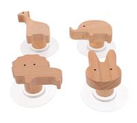 Mobestech Handcrafted Wall Hooks Animal Shapes Heavy Duty Coat and Towel Hangers with Natural Oil Finish Decorative Nordic Style Elephant Lion Giraffe Rabbit Hooks for Bathroom Hallway