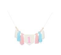Mobestech Handmade Boho Highchair Banner with Wooden Beads and Tassels for Birthday Unique Bohemian Style Birthday Chair Decoration for Shower and Party Ambiance