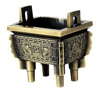 Mobestech Incense Burner Tripod Zinc Alloy Furnace Retro Golden Incense Cone Holder for Offerings and Temple Use