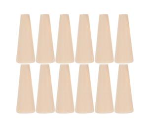 Mobestech Jewelry Display Stand Universal Compatibility 12pcs Cone Shaped Wood with Smooth Handcrafted Finish and Grain for Displaying Multiple Finger Rings on Retail Counters