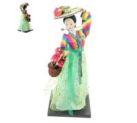 Mobestech Korean Style Silk Doll Decoration Random Flower Colors Handmade Collectible Hanbok Doll Figurine for Home Decor