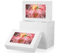 Mobestech Large Bakery Boxes with Window 12X8X2.56 Inch Pastry Boxes for Cookies Donuts Macarons and Chocolate Covered Strawberries Treat Boxes for Party and Picnic