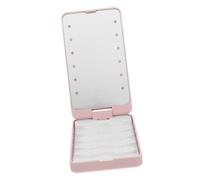 Mobestech LED False Eyelash Case with LED Lighted Mirror Lightweight Lash Organizer Compact Storage Box for Travel and Makeup Table in Rose Gold